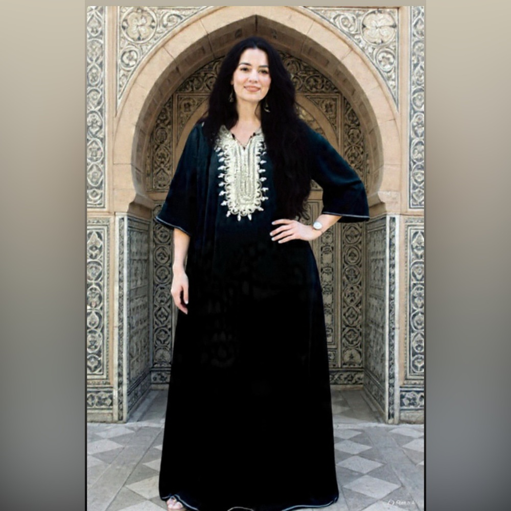 Heavily Embroidered Moroccan Kaftan Dress 3x